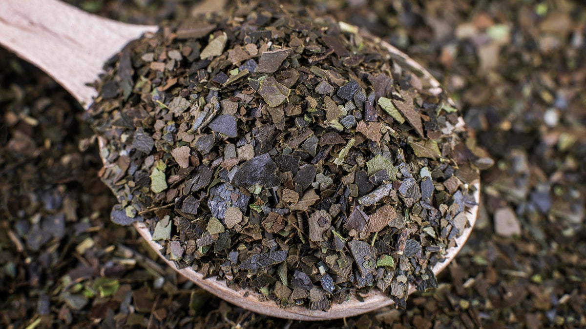 tea leaves on a spoon